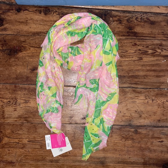 NWT Lilly Pulitzer for Target Fan Dance Flamingo Scarf - Picture 3 of 8